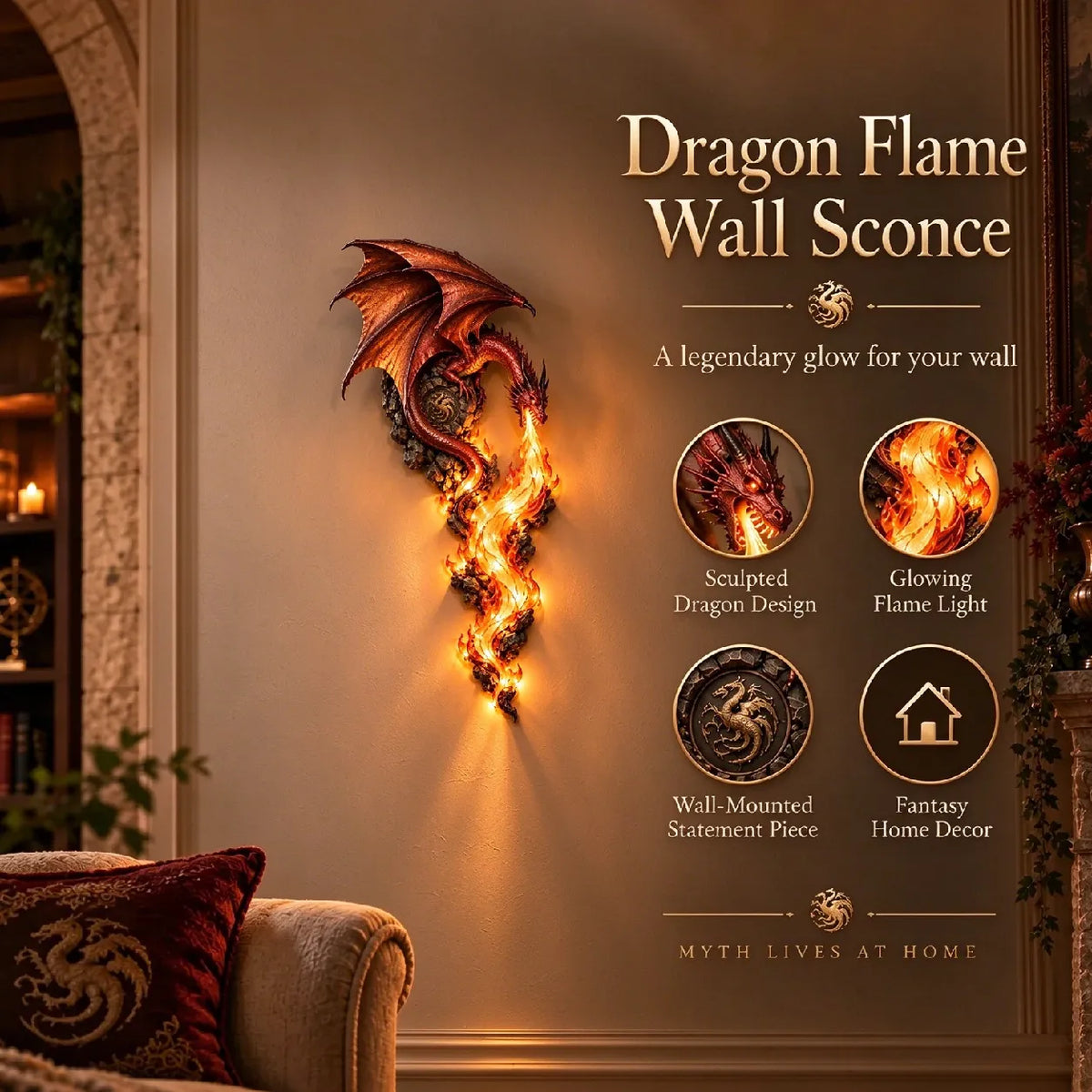 🔥last Day 49% Off -🐉 Dragonfire Guardian™ Wall Sconce – A Legendary Flame Awakens On Your Wall 🔥