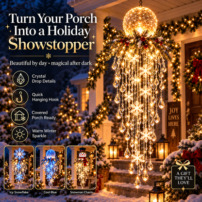 Crystal Cascade Christmas Light – Hanging Snowflake & Crystal LED Porch Décor ✨❄️