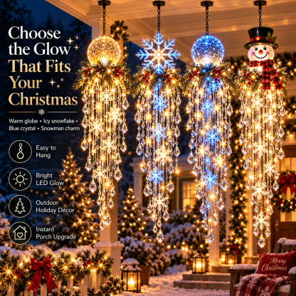 Crystal Cascade Christmas Light – Hanging Snowflake & Crystal LED Porch Décor ✨❄️