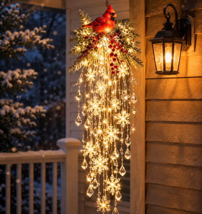 Crystal Cascade Christmas Light – Hanging Snowflake & Crystal LED Porch Décor ✨❄️