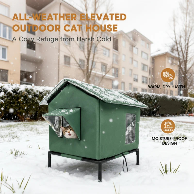 🐱 LIMITED-TIME 50% OFF!  All-Weather Elevated Outdoor Cat House – Waterproof, Insulated, Foldable 🌧️