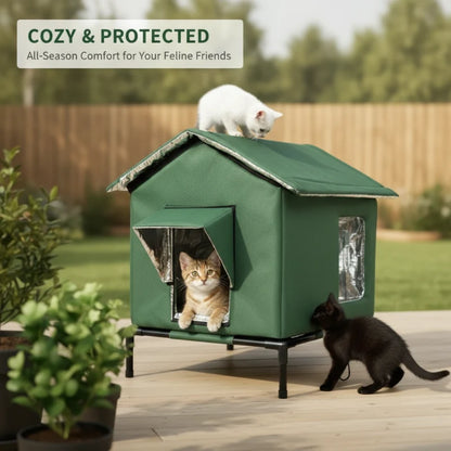 🐱 LIMITED-TIME 50% OFF!  All-Weather Elevated Outdoor Cat House – Waterproof, Insulated, Foldable 🌧️
