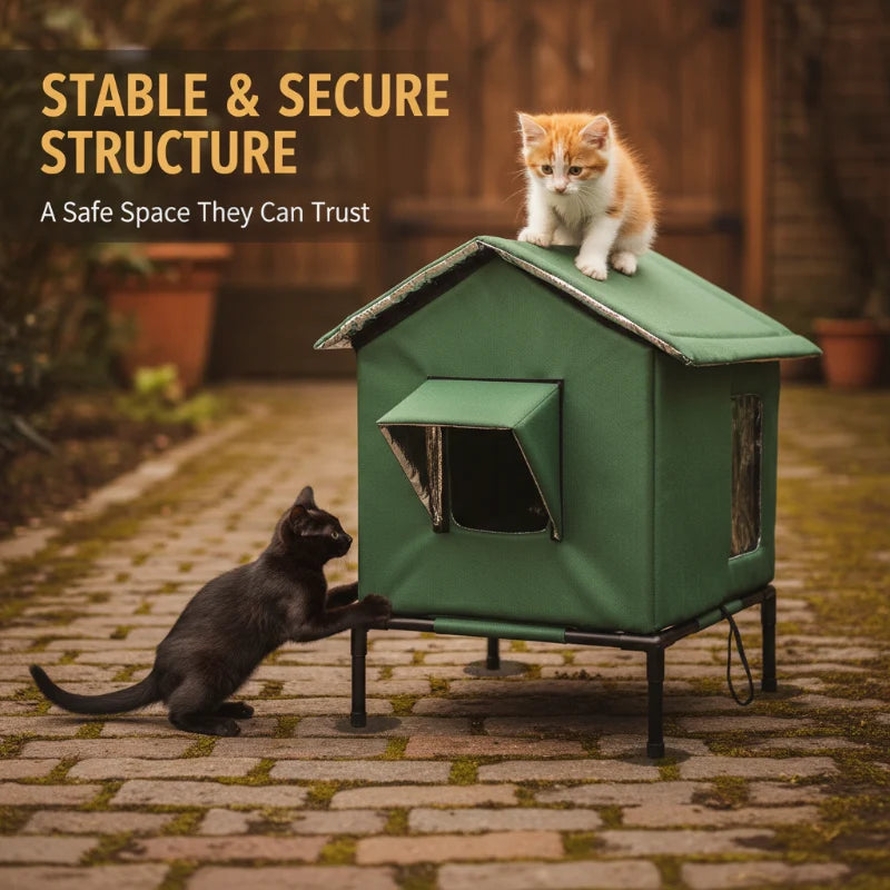 🐱 LIMITED-TIME 50% OFF!  All-Weather Elevated Outdoor Cat House – Waterproof, Insulated, Foldable 🌧️