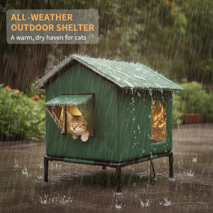 🐱 LIMITED-TIME 50% OFF!  All-Weather Elevated Outdoor Cat House – Waterproof, Insulated, Foldable 🌧️
