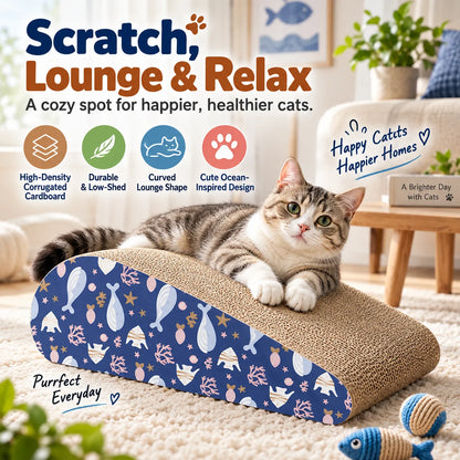 🐾 Waterdrop Sloped Cat Scratcher – High-Density Corrugated Cardboard Lounge & Scratch Board for Indoor Cats 🐱