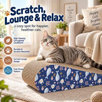 🐾 Waterdrop Sloped Cat Scratcher – High-Density Corrugated Cardboard Lounge & Scratch Board for Indoor Cats 🐱