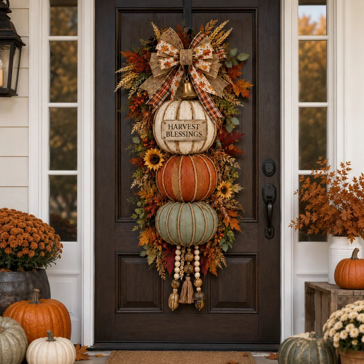 🎁 Last Day 50% OFF✨-🎄Lighted Stacked Pumpkin Fall Door Decor for Cozy Autumn Home Entryway Charm 🍂