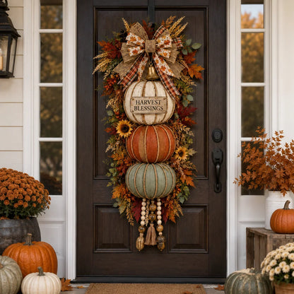 🎁 Last Day 50% OFF✨-🎄Lighted Stacked Pumpkin Fall Door Decor for Cozy Autumn Home Entryway Charm 🍂