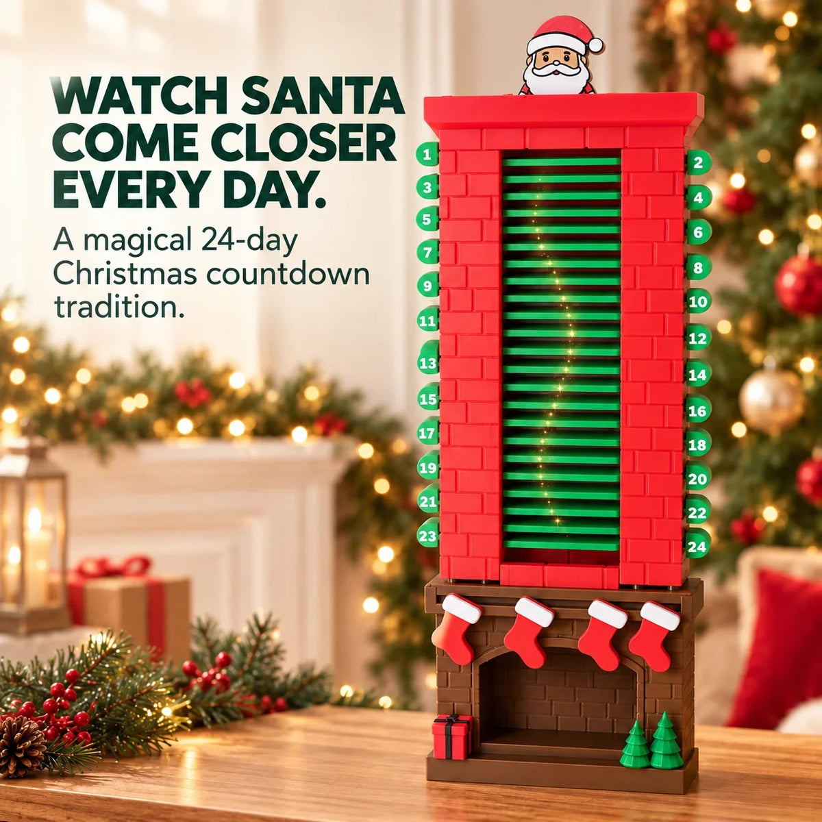 24-Day Santa Chimney Christmas Countdown Calendar