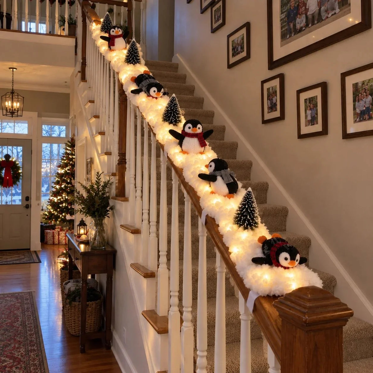 🔥Hot Sale 40% OFF🔥Playful Penguin Snowy Stair Railing Decor