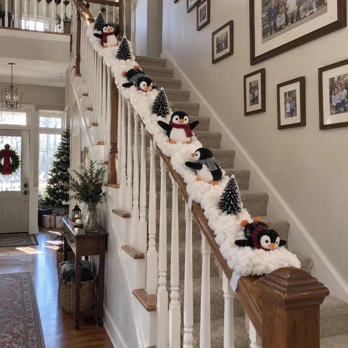 🔥Hot Sale 40% OFF🔥Playful Penguin Snowy Stair Railing Decor