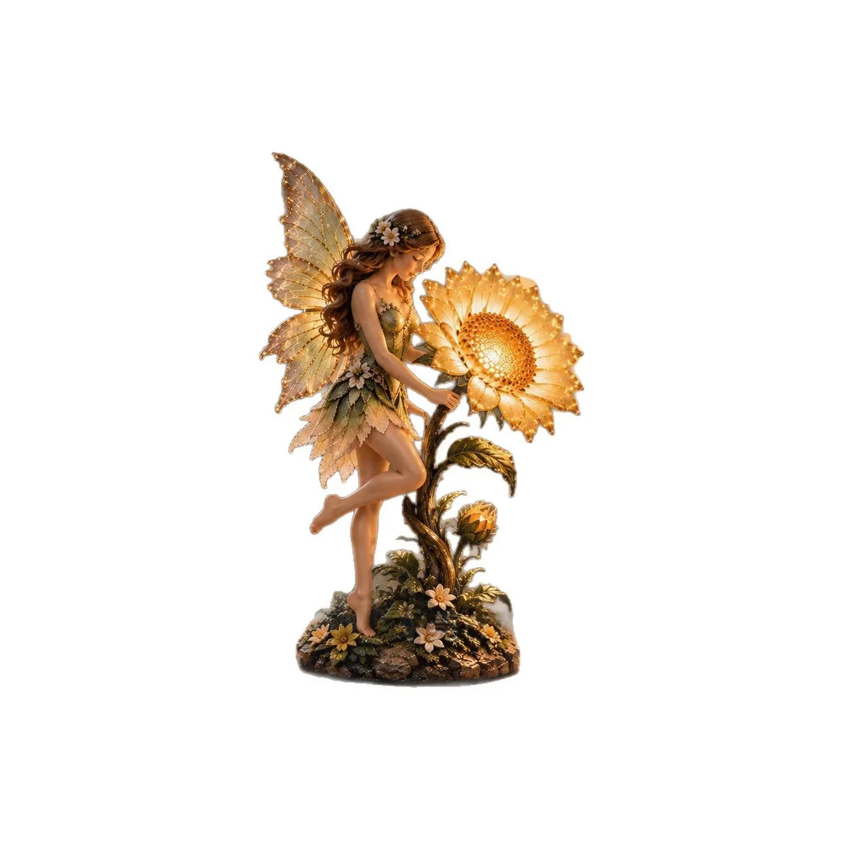 🧚🌻 Sunflower Fairy Statue Light Table Decor
