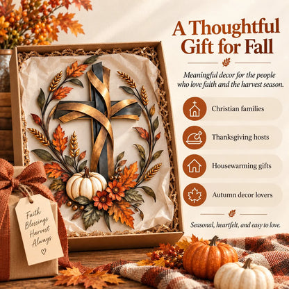 ✝️🍂 Autumn Cross & Pumpkin Harvest Metal Wall Decor (📦Buy 3 Free Shipping)