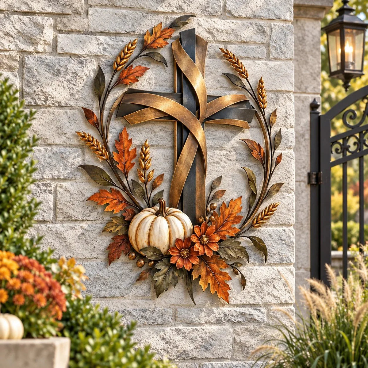 ✝️🍂 Autumn Cross & Pumpkin Harvest Metal Wall Decor (📦Buy 3 Free Shipping)