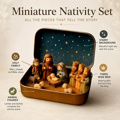 ✝️ Mini Nativity Scene Keepsake Tin — Pocket-Sized Christmas Holy Family Set