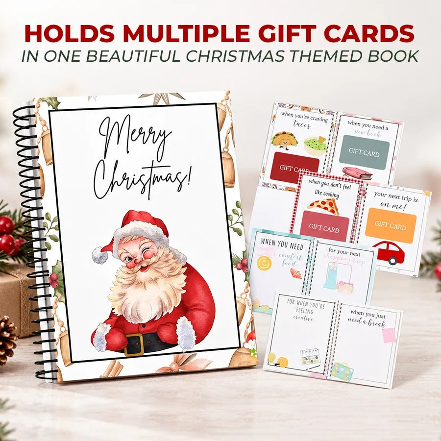 🎁50% OFF!!!-Ready for Christmas!🎅Christmas Gift Card Book, DIY Spiral-Bound Christmas Gift Card Holder Book🎁Personalized Xmas Gifts for Family, Festive & Party Supplies