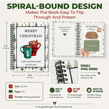 🎁50% OFF!!!-Ready for Christmas!🎅Christmas Gift Card Book, DIY Spiral-Bound Christmas Gift Card Holder Book🎁Personalized Xmas Gifts for Family, Festive & Party Supplies