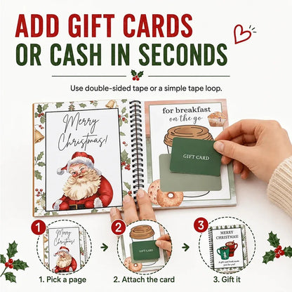 🎁50% OFF!!!-Ready for Christmas!🎅Christmas Gift Card Book, DIY Spiral-Bound Christmas Gift Card Holder Book🎁Personalized Xmas Gifts for Family, Festive & Party Supplies