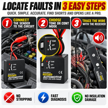 Automotive Open & Short Circuit Finder – Non-Destructive Wire Tracer & Electrical Fault Locator for DC Systems Under 42V