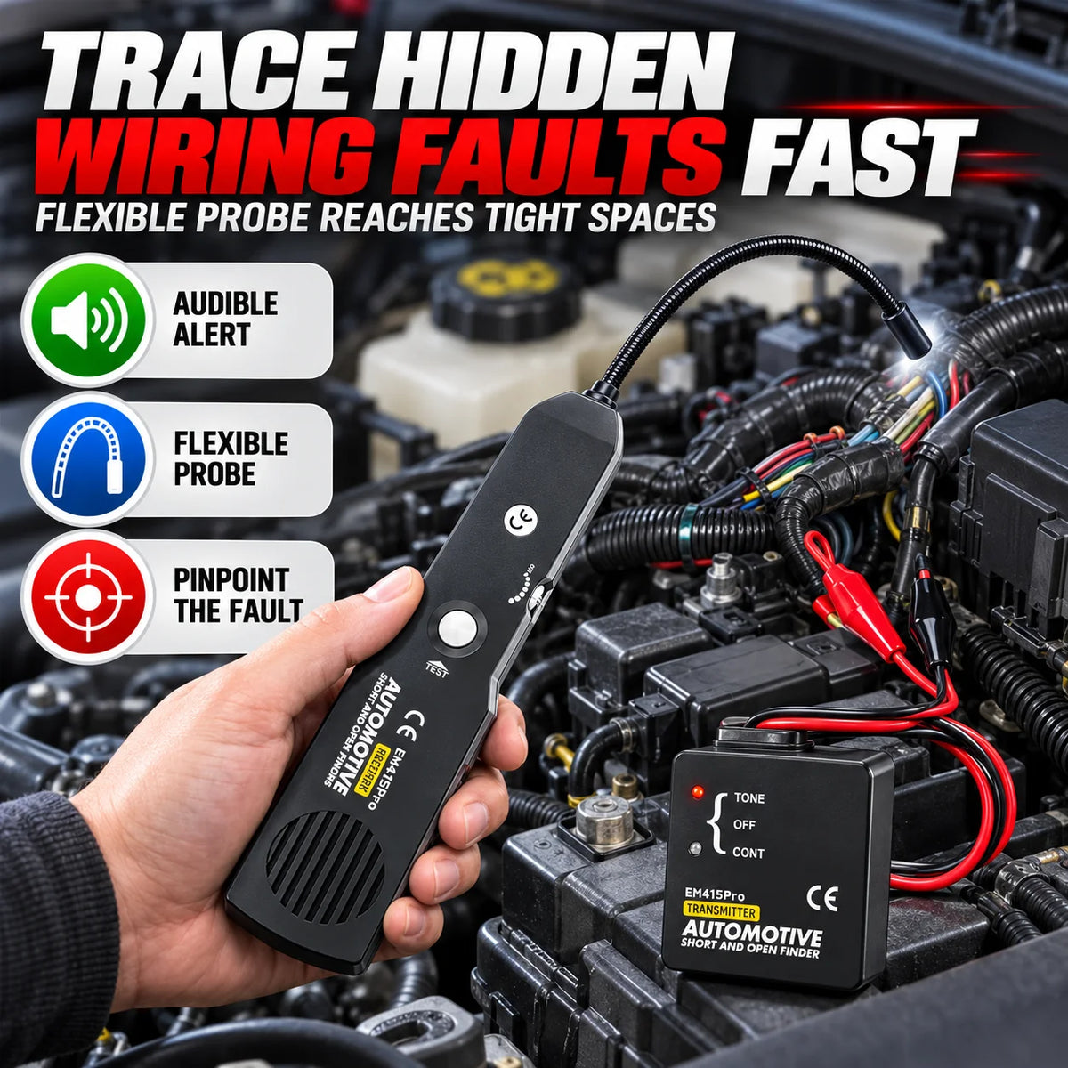 Automotive Open & Short Circuit Finder – Non-Destructive Wire Tracer & Electrical Fault Locator for DC Systems Under 42V