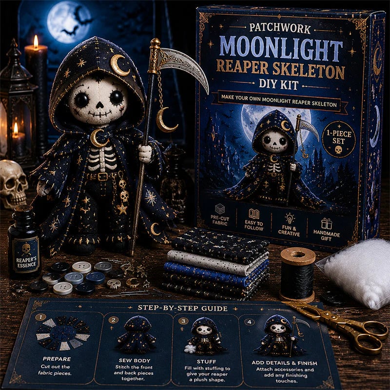 🔥HOT SALE 49% OFF🎃🧙‍♀️Patchwork Skeleton Witch Girl DIY Kit👻🦴🎃  – Handmade Halloween Wall & Door Décor