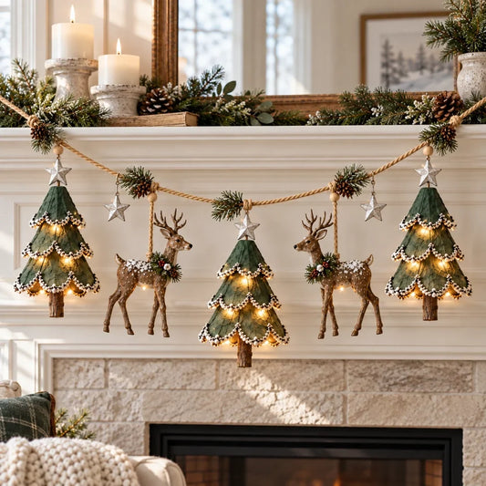 Lighted Woodland Christmas Garland