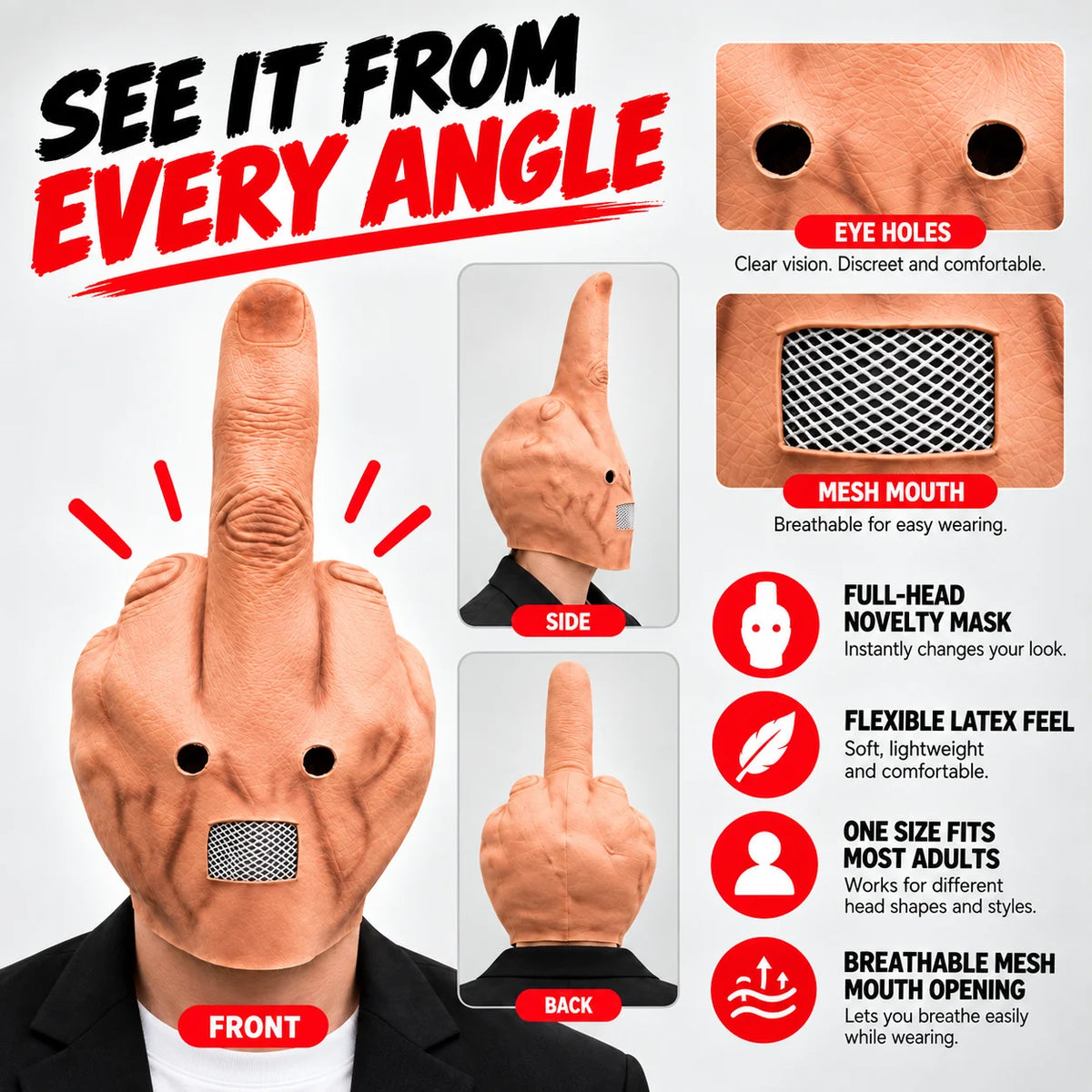 Uncanny Smile Reaction Mask – Halloween Prank & Party Mask
