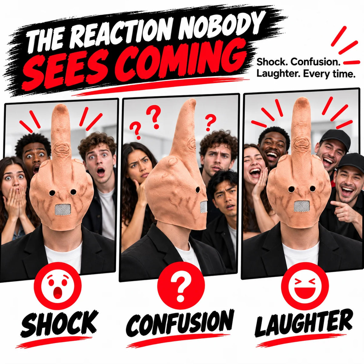 Uncanny Smile Reaction Mask – Halloween Prank & Party Mask