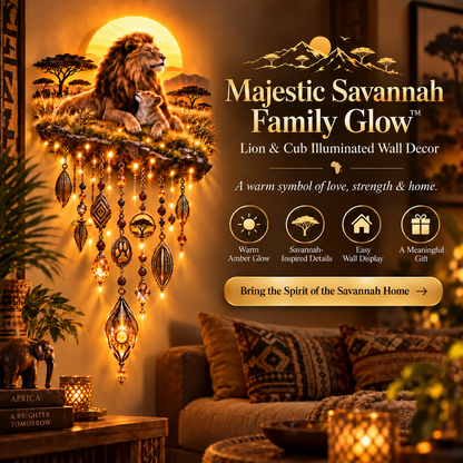 Majestic Savannah Family Glow™ – Lion & Cub Illuminated Wall Decor