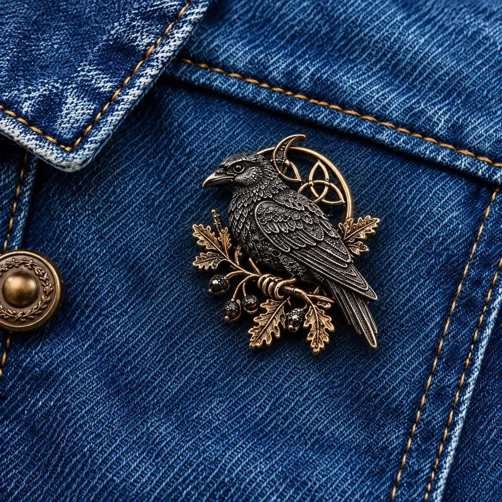 🔥 Last Day 50% Off-🐦‍⬛Gothic Celtic Raven Brooch – Dark Academia Statement Pin