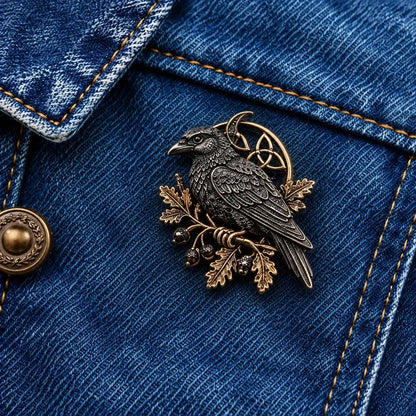 🔥 Last Day 50% Off-🐦‍⬛Gothic Celtic Raven Brooch – Dark Academia Statement Pin