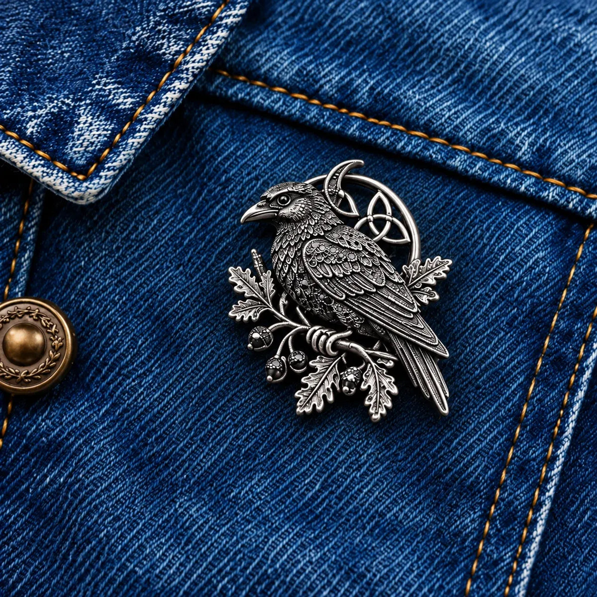 🔥 Last Day 50% Off-🐦‍⬛Gothic Celtic Raven Brooch – Dark Academia Statement Pin