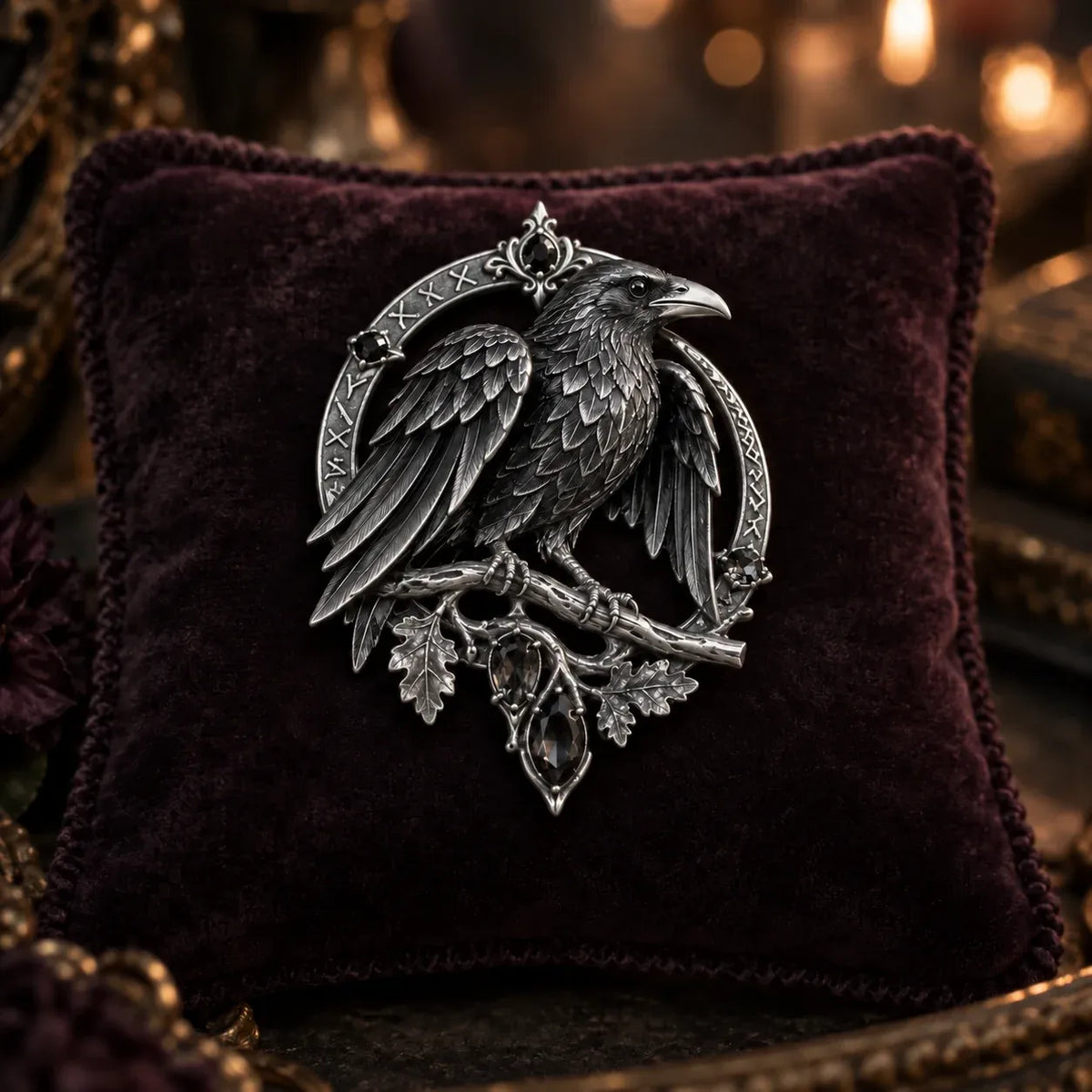 🔥 Last Day 50% Off-🐦‍⬛Gothic Celtic Raven Brooch – Dark Academia Statement Pin