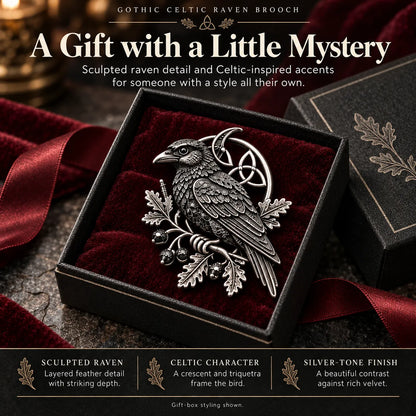 🔥 Last Day 50% Off-🐦‍⬛Gothic Celtic Raven Brooch – Dark Academia Statement Pin