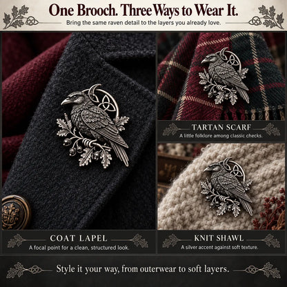🔥 Last Day 50% Off-🐦‍⬛Gothic Celtic Raven Brooch – Dark Academia Statement Pin
