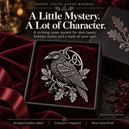 🔥 Last Day 50% Off-🐦‍⬛Gothic Celtic Raven Brooch – Dark Academia Statement Pin