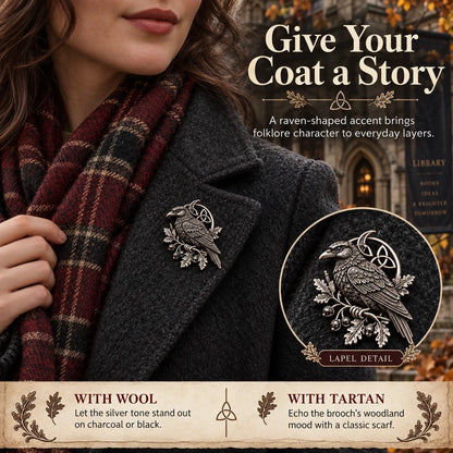 🔥 Last Day 50% Off-🐦‍⬛Gothic Celtic Raven Brooch – Dark Academia Statement Pin