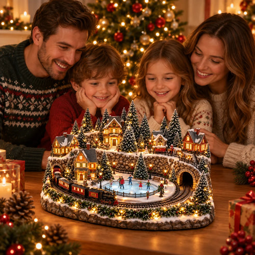 🔥 Last Day 49% Off -🔥 Animated Holiday Train & Ice Rink Scene ✨