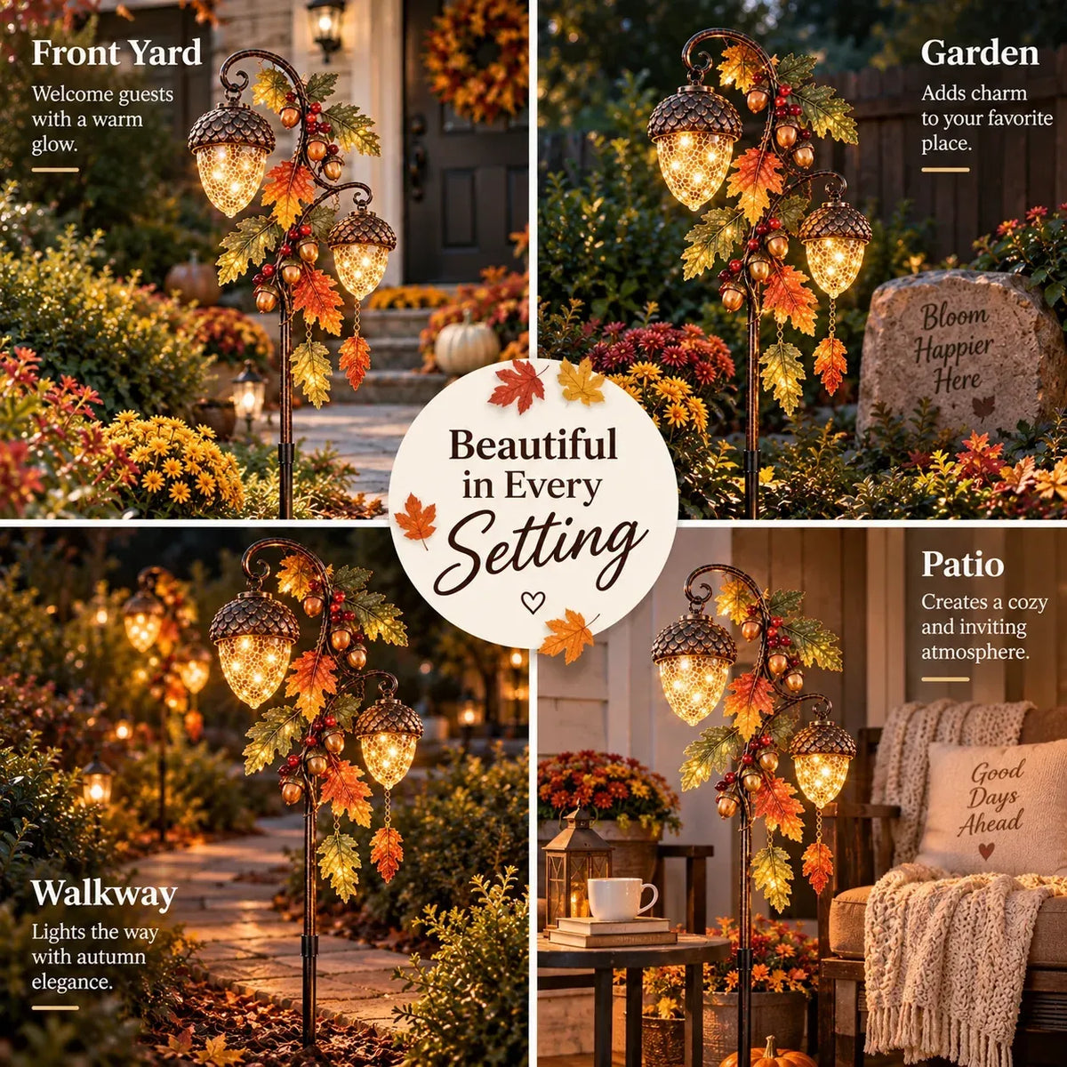 🍁 Autumn Acorn Glow™ – Solar Double Acorn Garden Stake Light