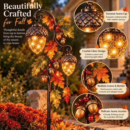 🍁 Autumn Acorn Glow™ – Solar Double Acorn Garden Stake Light