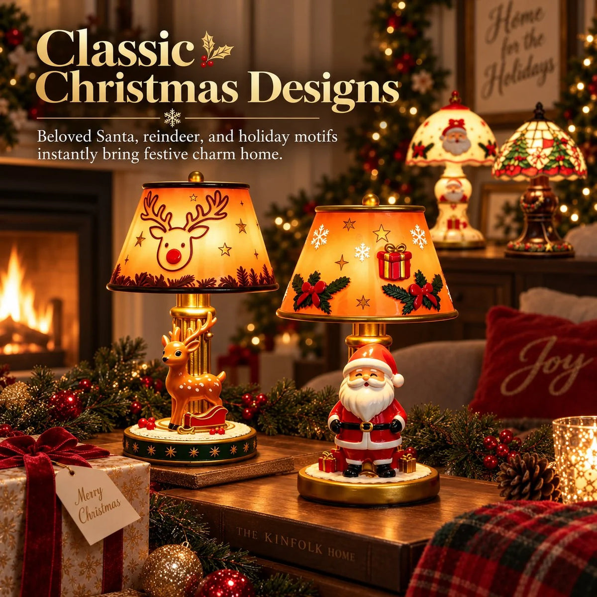 🎅 Santa Claus & Reindeer LED Resin Lamp Decoration