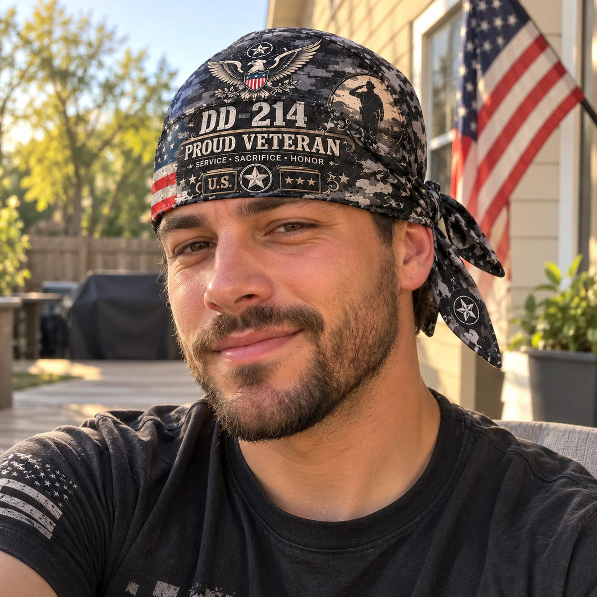 100% Handmade DD-214 Proud Veteran Camo Head Wrap Cap(𝗧𝗵𝗼𝗺𝗮𝘀 𝗠𝗶𝗹𝗹𝗲𝗿 𝐇𝐚𝐧𝐝𝐦𝐚𝐝𝐞®)