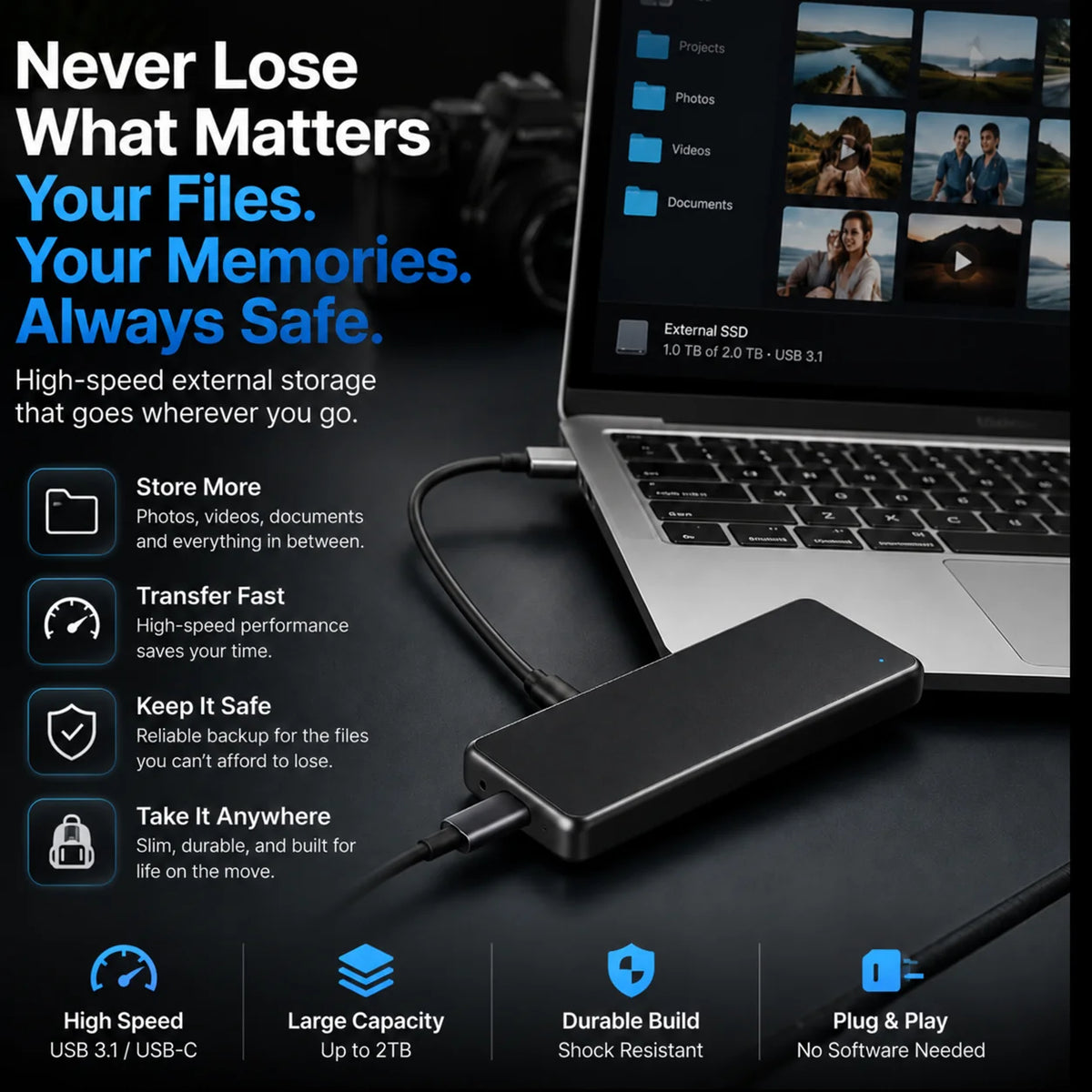 🔥 LAST DAY 50% OFF-Portable External SSD – Protect Your Photos, Videos & Important Files