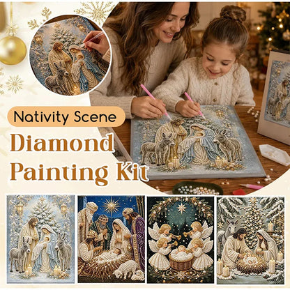 🎄 Premium 3D Diamond Jesus Birth Nativity Scene Painting Art Kit | Luxury Flocked Canvas with Scratch-Resistant Non-Fading Diamond Beads DIY Christmas Faith Decor 🌟✝️💎