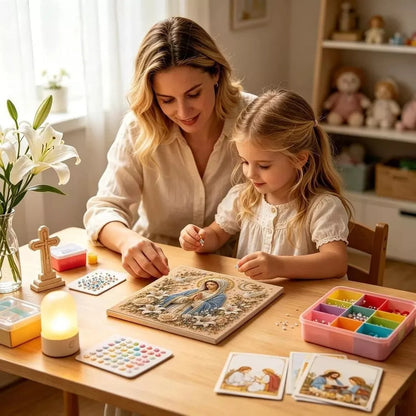 🎄 Premium 3D Diamond Jesus Birth Nativity Scene Painting Art Kit | Luxury Flocked Canvas with Scratch-Resistant Non-Fading Diamond Beads DIY Christmas Faith Decor 🌟✝️💎