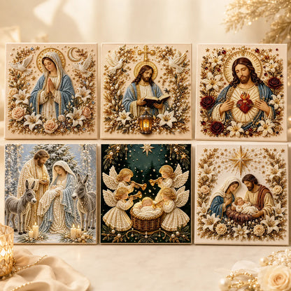 🎄 Premium 3D Diamond Jesus Birth Nativity Scene Painting Art Kit | Luxury Flocked Canvas with Scratch-Resistant Non-Fading Diamond Beads DIY Christmas Faith Decor 🌟✝️💎