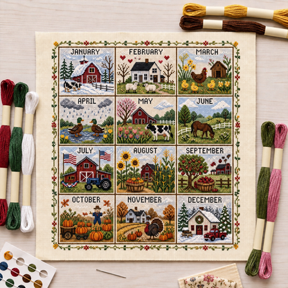 12-Month Cross Stitch Kit