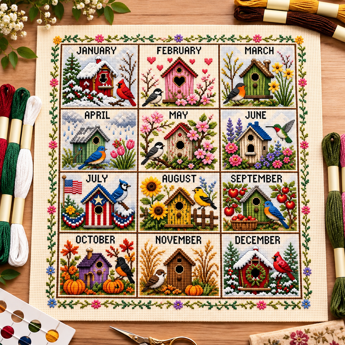12-Month Cross Stitch Kit
