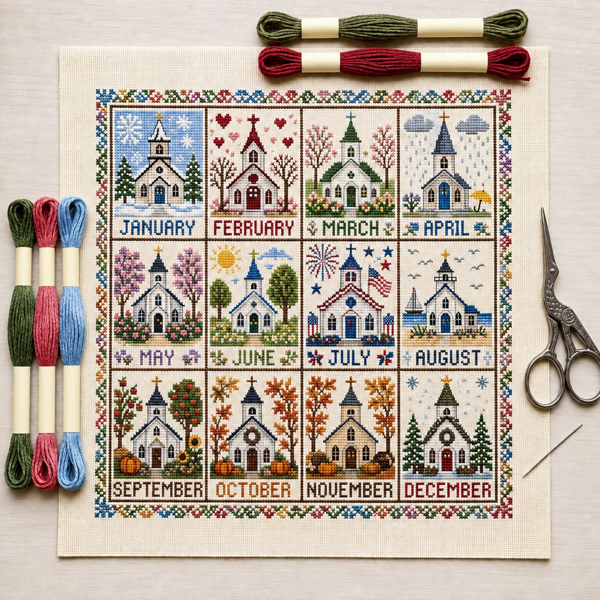 12-Month Cross Stitch Kit