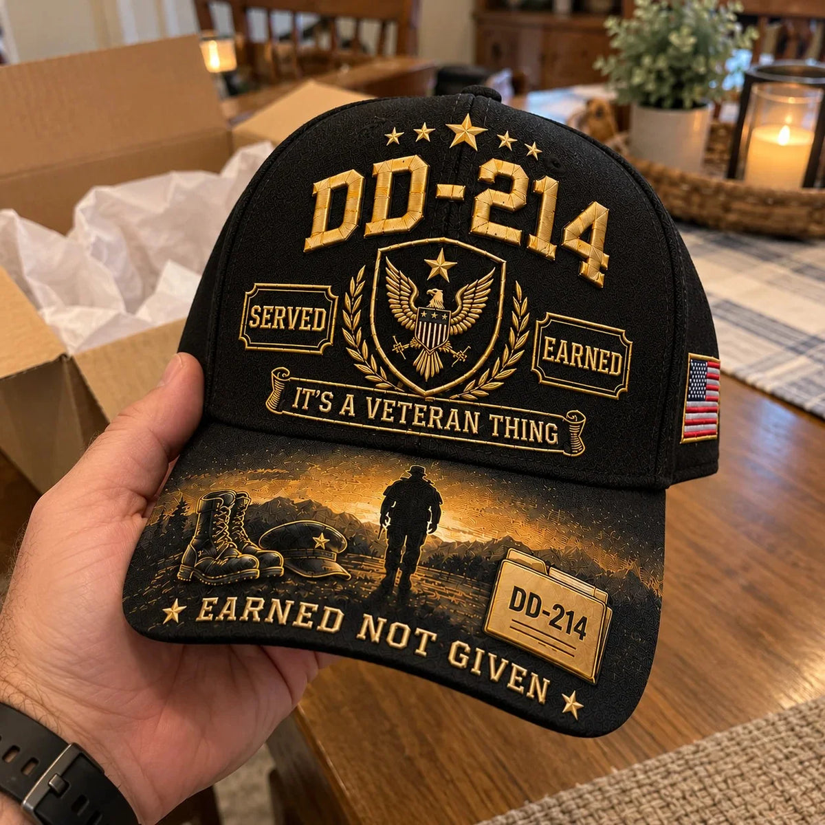 100% Handmade DD-214 Veteran Honor Embroidered Cap (𝗧𝗵𝗼𝗺𝗮𝘀 𝗠𝗶𝗹𝗹𝗲𝗿 𝐇𝐚𝐧𝐝𝐦𝐚𝐝𝐞®)-Buy 2 Get Extra 10% Off